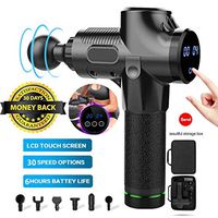 Massage Gun 1-30 Speed Fascia Gun,Carrying Box Percussion Massager Deep Tissue Massager with 6 Heads for Muscle,Cordless Handheld Massager Fit Muscles Neck Back Leg Shoulder (LCD Touch Screen)