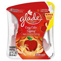 Glade Plugins Scented Oil Air Freshener Refill Plus Free Warmer, Cozy Cider Sipping, 0.67 Fluid Ounce