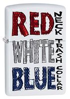 Zippo Lighter: Red Neck, White Trash, Blue Collar - White Matte 79980