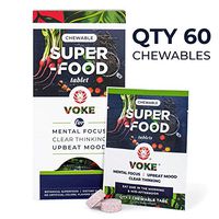 Voke Energy | Jitter-Free, All-Day Packs for Energy, Mental Focus, Upbeat Mood and Clear Thinking | 60 Chewable Superfood Tablets with Vitamin C Antioxidants | 30 Day Supply