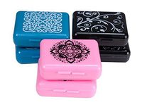 Indestructo Pill Boxes - 6 Per Package (2 Black, 2 Green, 2 Pink - All Pattern Design)