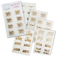 Bachelorette Party Tattoos- Mixed Set of 40 Gold Metallic Flash Tattoos- Team Bride Edition
