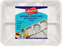 Quality Disposable Plastic Plates With 6 Compartments By Ekarro (300)