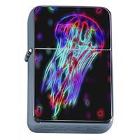 Electric Rainbow Jellyfish Flip Top Dual Torch Em1 Smoking Cigarette Silver Refillable Dual Flame