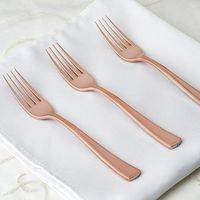 Tableclothsfactory 108 Pcs Wholesale Rose Gold Metallic Disposable Plastic Fork for Wedding Party Banquet Events Candy Buffets Dinnerware