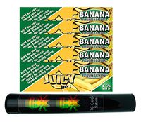 Herb Airtight Tube Pocket Protector with Juicy Jay's Banana 1.25 Flavored Hemp Rolling Papers 5 Count DC Crafts Nation- Rasta Skull