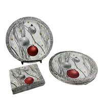 Christmas Paper Plates and Cocktail Napkin Party Set for 20 - White Christmas