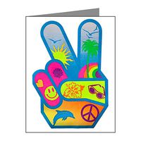 Note Card Peace Sign Symbol Dolphin Smiley Face