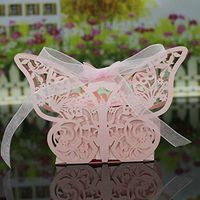 20Pcs Butterfly Sweet Candy Gift Boxes w Ribbon Wedding Party favor Choose Color |Color - Pink|