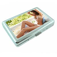 Latin Pin Up Girls Mexico Latina S9 Silver Cigarette Case Metal Wallet Id Holder 4" X 2.75" RFID Protection