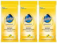 Pledge Multisurface Furniture Polish Wipes, Works on Wood, Granite, and Leather, Cleans and Protects, Lemon - Pack of 2 (48 Total Wipes) (Тhrее Pаck)