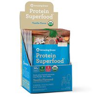 Amazing Grass Protein Superfood: Organic Vegan Protein Powder, Plant Based Meal Replacement Shake with 2 servings of Fruits and Veggies, Pure Vanilla Flavor, 10 Single Serve Packets, 10.9 Ounce