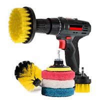 EZ Scrub Drill Brush And Pad Bundle Set - High Performance Accessory Drill Attachments For Deep Cleaning - Multi Use - Bathroom, Grout, BBQ, Tile, Brick, Tires, Kitchen, Carpet, Boats, RV's (Yellow)