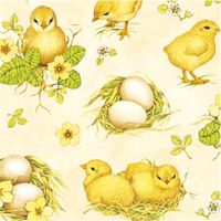 Paper Luncheon Napkins 40pcs EASTER CHICKEN FIELD, yellow chicken and eggs