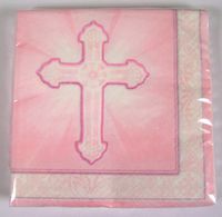 Radiant Cross Pink Beverage Napkins (16 Pack)