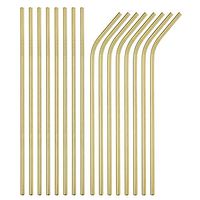 Brightbuy Stainless Steel Straws Set of 100 Piece, 10.5'' Metal Drinking Straws for 30oz Tumblers Yeti 6mm Diameter (50 Straight + 50 Bent) (100pc-2656mmgold)