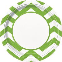 Lime Green Chevron Paper Plates, 8ct