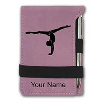 Mini Notepad, Gymnast Girl, Personalized Engraving Included (Pink)