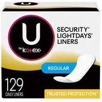 U by Kotex Lightdays Panty Liners, Regular, 129 Count