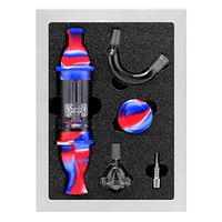 Reusable Silicone Honey Straw Water Filtering 8.3" with Wax Carving Kit Gift Pack Red/Blue