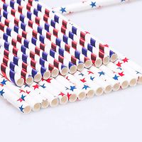 Biodegradable Paper Straws, 50pcs Star Straws/50pcs Stripe Straws for Party Supplies,Pack of 100pc
