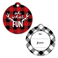 Big Dot of Happiness Prancing Plaid - Christmas and Holiday Buffalo Plaid to and from Favor Gift Tags (Set of 20)