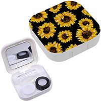 Portable Contact Lens Case Box Travel Kit Mirror + Bottle + Tweezers Container Holder [ Sunflower ]