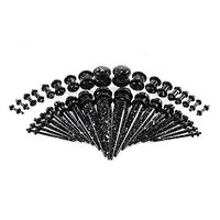 DELOVE 36PC Acrylic Ear Stretching Kit Tapers Plugs Silicone Tunnels Gauges Expander 14G-00G Ear Stretching Starter, Black