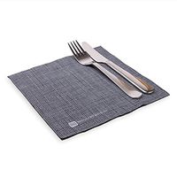 Luxenap Micropoint 2-Ply Dinner Napkins - Soft and Durable 16" x 16" Black with White Threads Paper Napkins - Disposable and Recyclable - 50-CT - Restaurantware