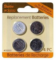 Darice Replacement Button Batteries - Battery Size CR2032-4 Pieces