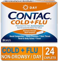 CONTAC Cold + Flu Max Strength Multi-Symptom Relief Daytime Caplets, 24 Count