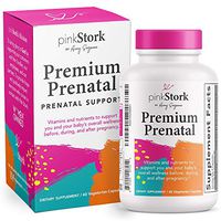 Pink Stork Premium Prenatal: Complete Prenatal Vitamins + Whole-Food Ingredients + Folate + Probiotics + B-Vitamins + Vitamin C + Iron, Women-Owned, 60 Capsules