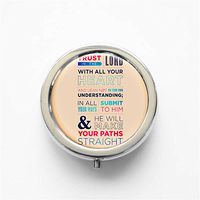 RhyNSky Trust In The Lord With All Your Heart Mini Portable Pocket Purse Pill Box Case Pillbox, 3 Compartments, Silvery, 440