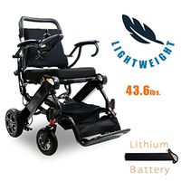 Elite Foldable Electric Power Wheelchair, Supports up to 265lb, Weighs only 50lb, 12 Mile-Range with 2 Batteries, Fits Any car Trunk, Safe for Air Travel, Cover Bag Included, Model N5513A (Dark Gray)