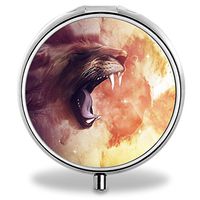 IMLONE Pill Organizer, Customized Massive Lion Pill Boxes with 3 Components for Purse