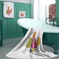 Animal Hand Towel, Personalized Gift, Set of 3, Fox and Hare Friendly Forest Wildlife Characters Hugging Each Other, Lightweight, Quick Dry Towel, for Beach, Travel, Swim, Camping /3 Piece Set - L
