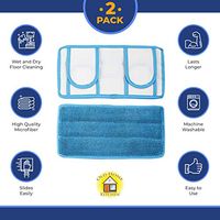 Set of 2 Resusable Microfiber Mop Pads