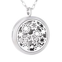 constantlife Spring Flower&Night Star Polished Stainless Steel Perfume Lockets Aroma Difusser Pendant Necklace for Girl/Women