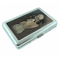 Kissing Skeleton R1 Hip Silver Cigarette Case Id Holder Metal Wallet 4" X 2.75" RFID Protection