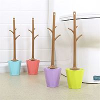 Grocery House Toilet Brush With Holder, Creative Branch Shape Handle (Blue)