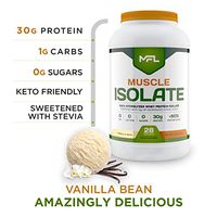 MFL 100% Isolate Protein l 30g of Protein l 12g Amino Acids l Keto Friendly l Low Carbs l 2 lbs. (Vanilla Bean)