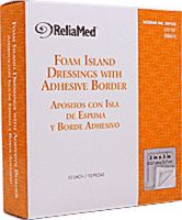 ReliaMed Sterile Latex-Free Foam Island Dressing with Adhesive Border 5" x 5" with 3" x 3" Pad (10/Box) (Box of 10 Each)