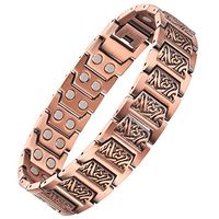 VITEROU Mens Double Row Magnetic Solid Pure Copper Therapy Bracelet with Strong Healing Magnets for Arthritis Pain Relief,3500 Gauss,8.5 Inches