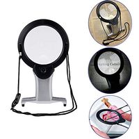 LED Lighted Reading Magnifier 2X 6X Combo Magnifier with 2 LED Hands Free Neck Cord Illuminated Magnifier Large Portable Desktop Magnifier for Crafts,Inspection,Needlework,Sewing, Hobbies,Repair