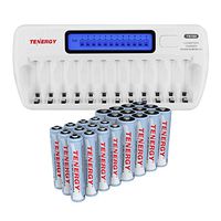 Combo: TN160 12-Bay AA/AAA NiMH/NiCD LCD Charger + 12 AA & 12AAA Tenergy Standard NiMH Rechargeable Batteries