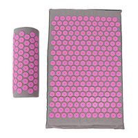 Acupressure Mat with Pillow, Acupuncture Massage Yoga Mat Acupressure Massage Pad Pillow 68 x 42cm(Light Gray Pink Buckle)