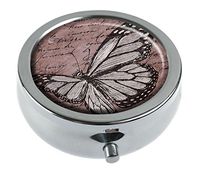 Hiuyi Butterfly Custom Personalized Round Pill Box Pocket Wallet Travel Pill Vitamin Decorative Box Protector