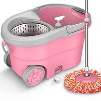 Xiaochongshan Spin Mop Floor Cleaning Supplies - Stainless Steel Spinning Mop And Bucket With Wringer Home Cleaning Kit For Hardwood Floors And Tiles，Mop bucket set