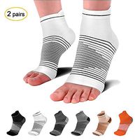 Compression Foot Sleeves (2 Pairs) for Men & Women - Compression Socks Feet for Plantar Fasciitis Treatment for Everyday Use, Heel Pain Relief, Plantar Fasciitis Men, and Arch Support. White L