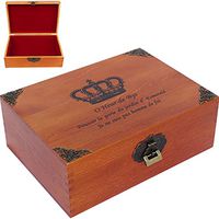 WINGOFFLY Large Wooden Treasure Box Trunk Box Stash Boxes for Jewelry Storage Cards Collection Gifts and Home Decoration, Crown
